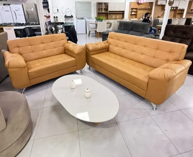 Conjunto Sofá 2 e 3 Lugares Corino 