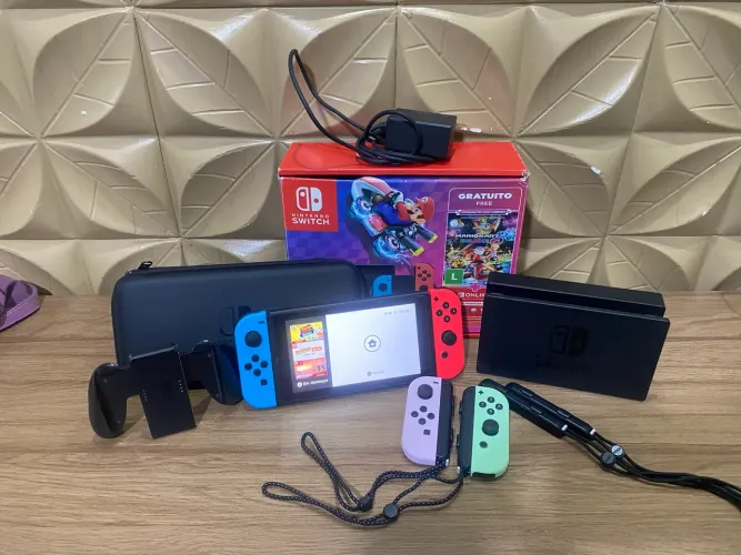 Nintendo Switch V2 Completo + Caixa Original + 512GB + Joy-Cons Extras