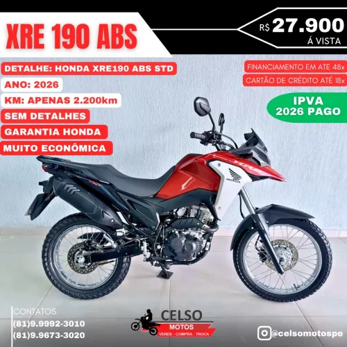 XRE 190 2026/2026 c/2.200km IPVA 26 pago! Sem detalhes Financio 48x