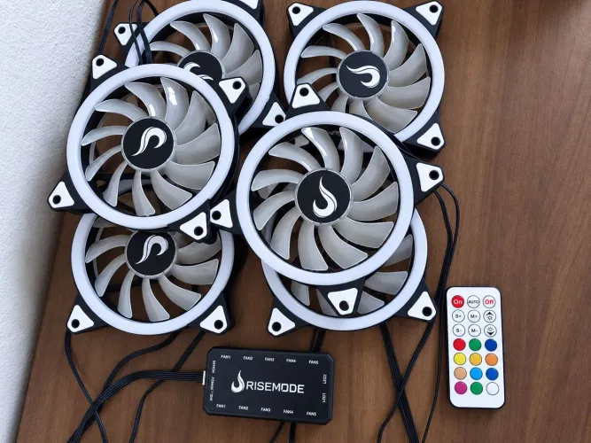 Kit 6 Fans ARGB Rise Mode com controladora
