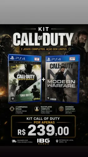 Call of duty ps4 ps5 kit com dois jogos