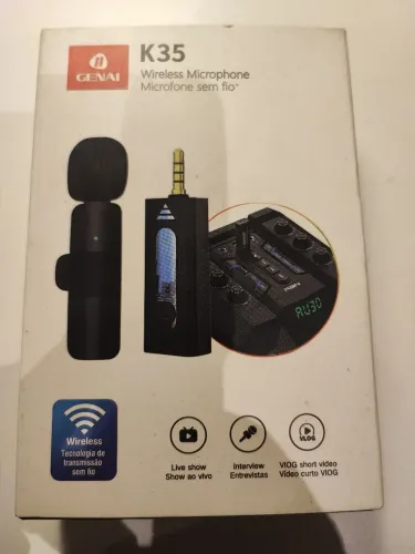Microfone sem fio wireless Genai live show entrevista Vlog