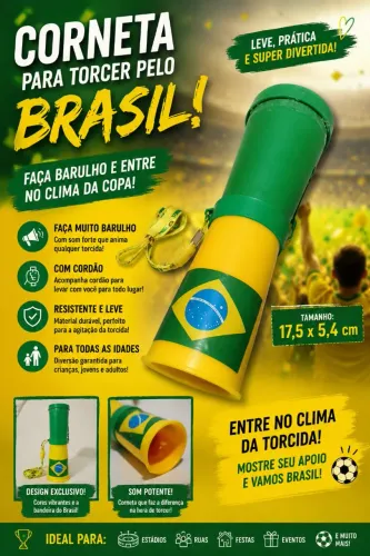 Corneta Brasil Copa Torcida Seleção Brasileira 17,5cm
