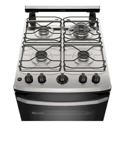 Fogão 4 bocas Electrolux Efficient Branco com Mesa Inox, PerfectCook e VaporBake 