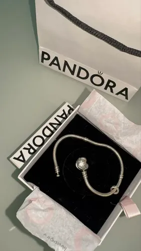 Bracelete Pandora Pulseira De Prata E Fecho Coracao