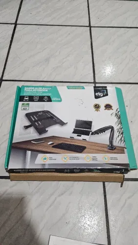Bandeja de Apoio para Notebook de 10" a 17" compatível Pistão a Gás, Preto, FB7510, ELG