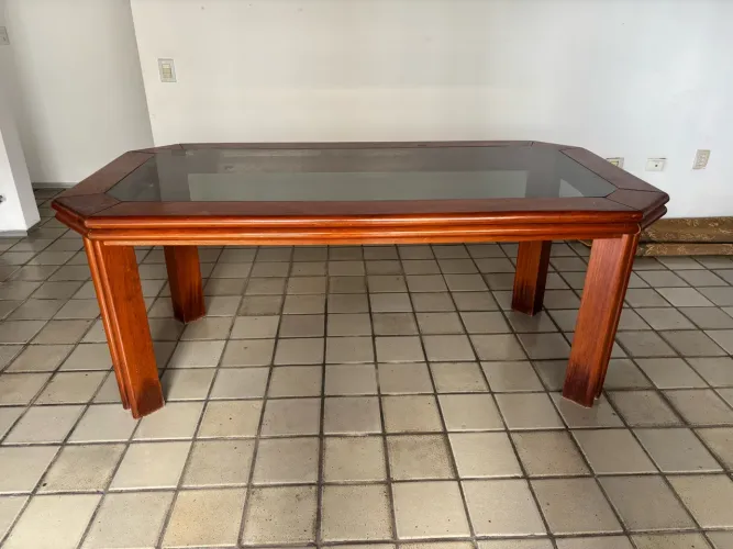 MESA DE VIDRO  1,90 m X 1,00 m