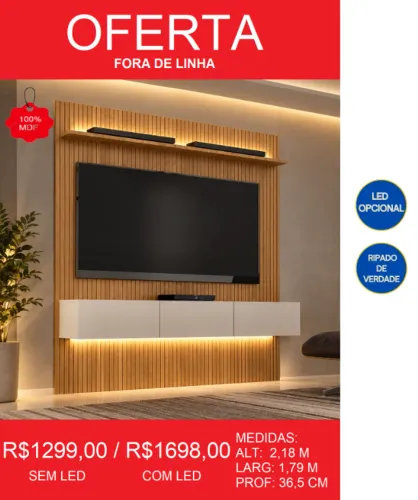 Painel home ripado led opcional - temos a pronta entrega