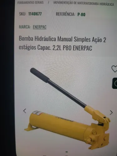 Bomba hidráulica Enerpac manual simples ação 2 estágios capac. 2,2L P80