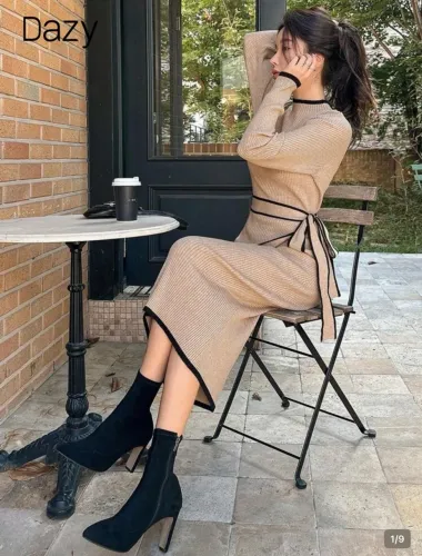 Vestido Tricô Longo Luxo M - NOVO