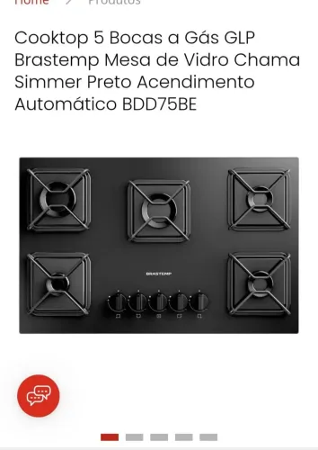Cooktop 5 bocas a gás
