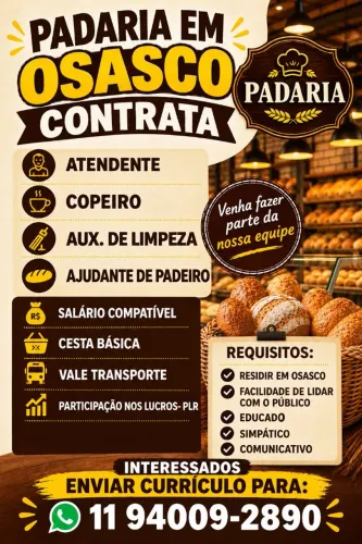 PADARIA EM OSASCO CONTRATA