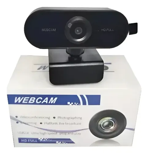 Webcam Full HD 1080p, Com Microfone, USB, Visão 360 graus