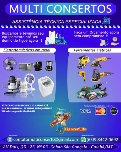 consertos em elétrodomésticos e ferramentas elétrricas