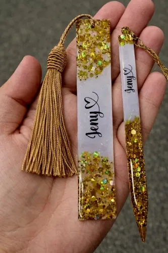 Kits canetas personalizada resina recarregável +marca texto com nomes ou profissão 