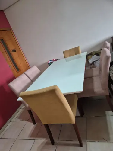 Mesa 6 cadeiras com Tampa de vidro