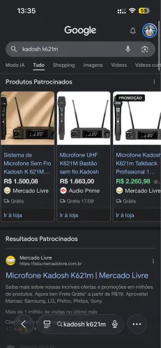Microfone Profissional Sem Fio - KADOSH K621M