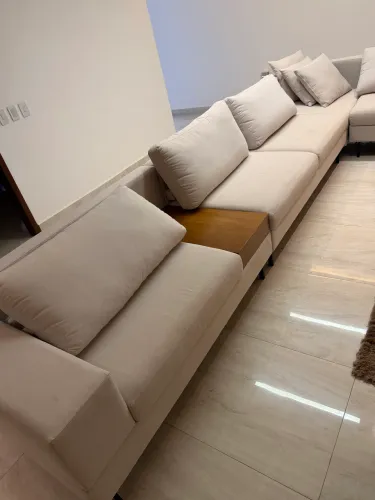 Sofá Modular Off White Sala de Estar 10 Pessoas