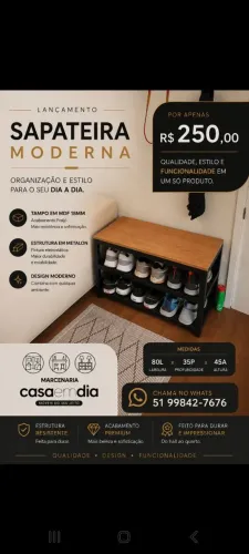 Sapateira, excelente qualidade. Parcelamento sem juros. Entregamos
