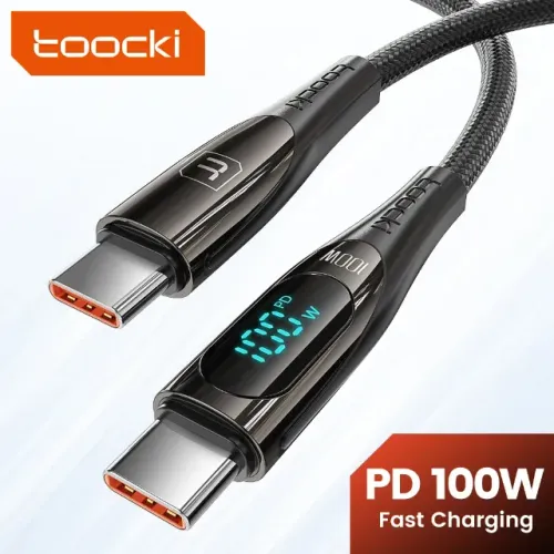 Cabo de Carregador Tipo C 100W QC4.0 PD com display Toocki
