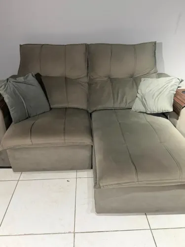 Sofá 2 Lugares Cinza Retrátil