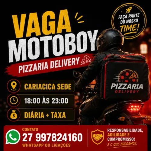 Vaga Motoboy Delivery | Cariacica Sede | Diária + Taxas