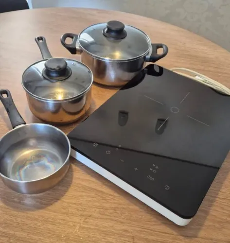 Cooktop Indução Portátil IKEA Tillreda + 3 Panelas Inox (Kit Completo)