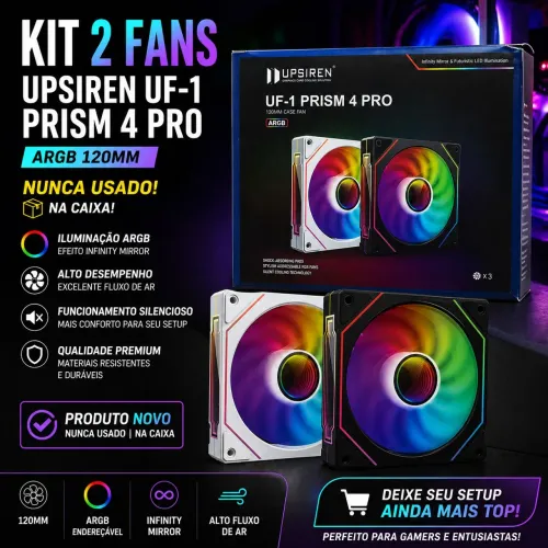 Kit 2 Fans ARGB Upsiren UF-1 Prism 4 Pro- NOVAS