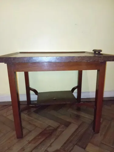 Mesa lateral madeira maciça,  estilo bandeja com mosaico 
