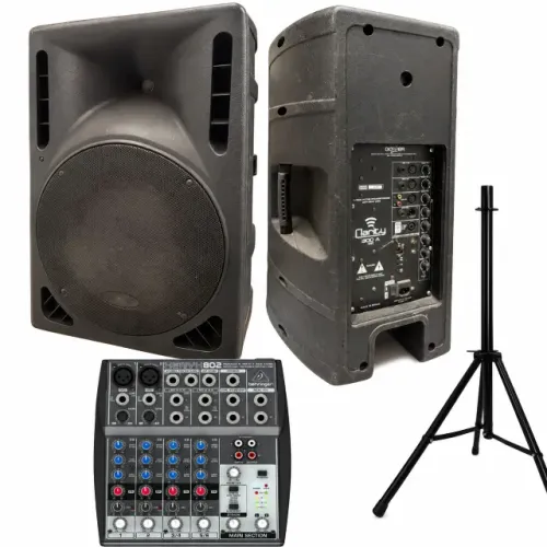 Kit Completo para Show Acústico CAIXA ATIVA + PASSIVA DONNER + Mesa de Som + Pedestais