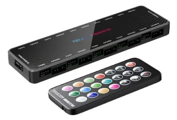 Controladora ARGB Adaptador HUB de Fan 2 em 1 - HUB TEUCER LP-10 ARGB/PWM