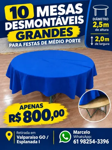 DEZ MESAS DESMONTAVEIS - Para FESTAS,.MEDIO PORTE