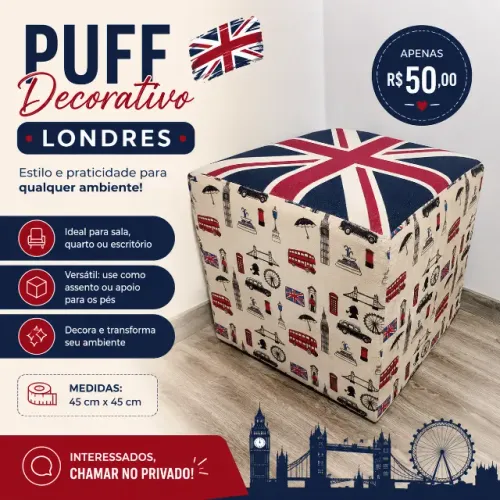 Puff Decorativo Londres 45/45