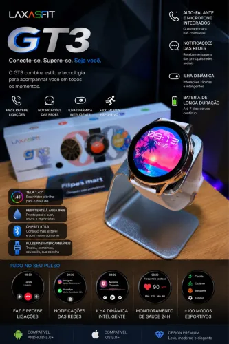 Smartwatch Gt3 Redondo dourado(Lacrado)