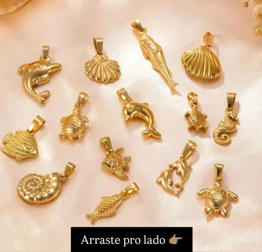 Colares moda praia dourado em aço inoxidável