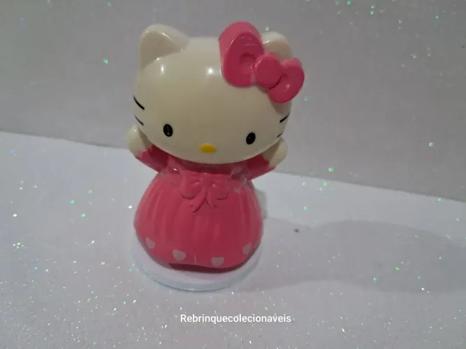 Miniatura colecionável Hello Kitty vestido Rosa laço