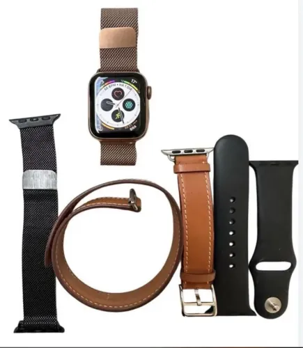 apple watch inox série 4 40mm safira 4 pulseiras originais