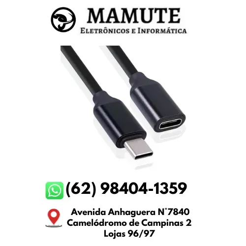 Cabo Extensor Usb Tipo C - 3.1 - Macho Fêmea 10 Gbps 1 Metro Preto