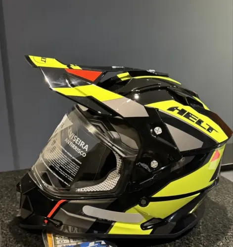VENDO - Capacete Helt Cross Vision Glass Dusty Verde Com Óculos Interno Tamanho 58