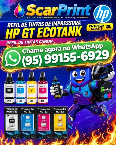 Refil de tintas de impressora HP GT Ecotank e Refil de tintas cânon entrega grátis 