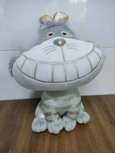 Pelúcia Gato Risonho Listrado Japão Alice Pais Da Maravilhas na cor Prata