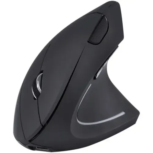 Mouse Sem Fio Recarregavel 2.4 Ghz Vertical Ergonomico Ortopedico Power Fit 1600 Dpi Preto