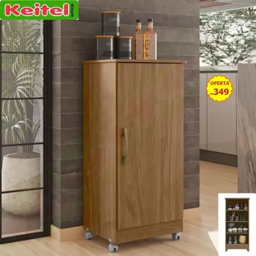 Balcão 1 Porta Lírio Com Rodinhas Naturale