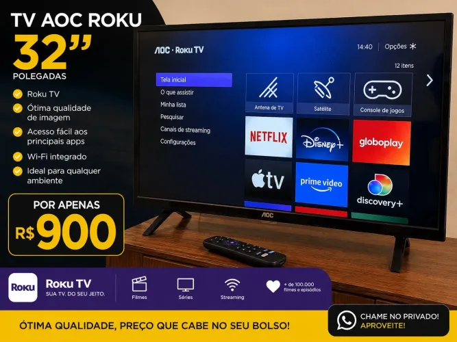 TV AOC ROKU, 32 POLEGADAS NOVA!!
