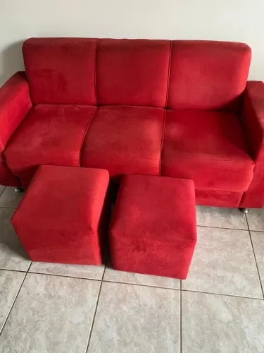 Sofa 3 lugares vermelho