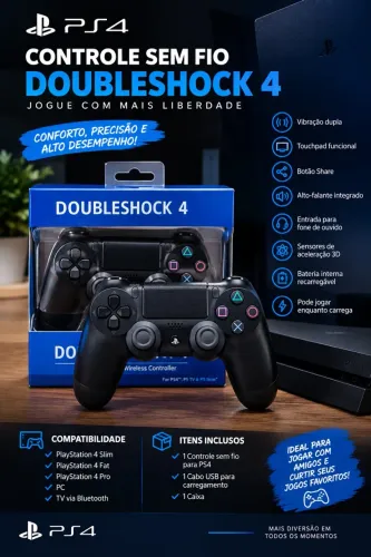 Controle Sem Fio DoubleShock 4 para PS4 - Preto