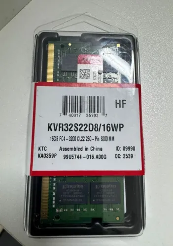 Memória para Notebook Kingston KVR 16GB DDR4 3200Mhz, KVR32S22D8/16WP