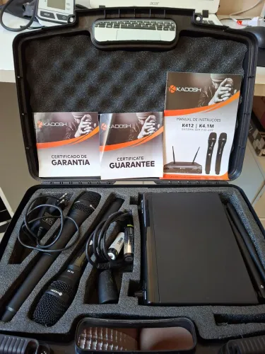 Kit microfone k412 sistema sem fio UHF