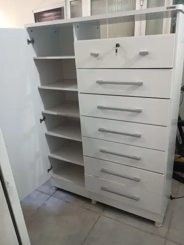 CÔMODA 1.60 DE ALTURA, GRANDE, GAVETA COM CORREDIÇAS TELESCÓPICAS 450