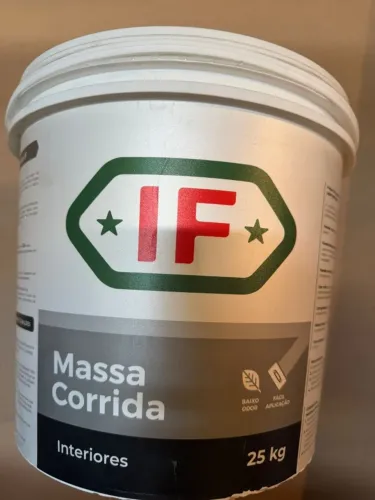 Massa corrida (interiores): marca IF, balde de 25Kg - fácil de aplicar e seca rápido